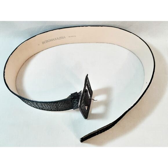 BCBGMaxazria Vintage Wide Black Snake Embossed Faux Leather Belt Size Small main image 6
